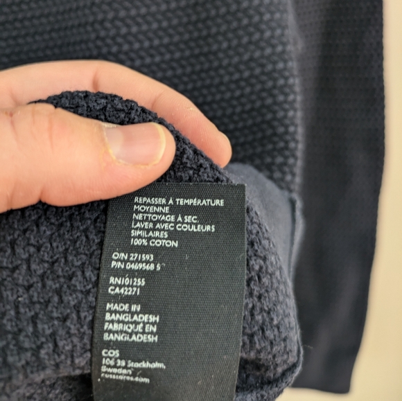 Cos Navy Cotton Pullover Sweater Size M - Picture 2 of 4